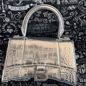 Brand New Condition Balenciaga Hour Glass Mini Bag in Silver